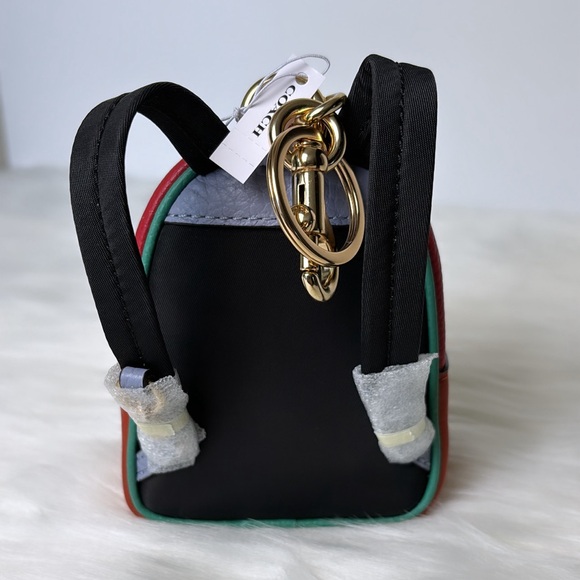 NWT💃Coach Mini Backpack Bag Charm Key Chain Coin Purse Leather - Picture 2 of 6